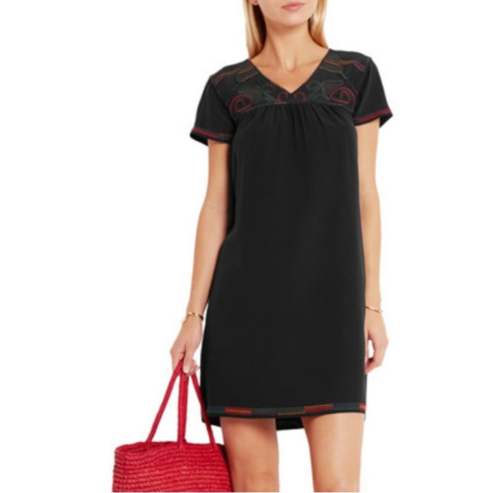 Madewell Silk Embroidered Colorstitch Dress XS NWOT